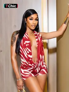 Women's Zebra Print V-Neck Halter Backless Crop Top & Tight Short Pants Set, Y2K Retro Style, Perfect for Parties and Dates