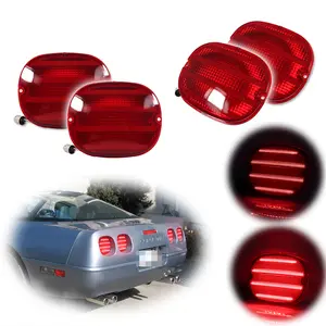 4pcs Red LED Brake Tail lamps Lights Lenses For 1990 1991 1992 1993 1994 1995 1996 Chevy Corvette C4 ZR1,Replace OEM 16509625