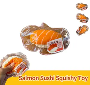 Japanese style salmon sushi kneading creative simulation silicone decompression rebound toy for girls to relieve stress