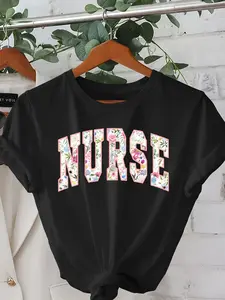 s Nurse T-Shirt - Soft Glossy Blouse Loose Fit Short Sleeve Round Neck Top for Nursing Uniforms & Casual Scrubs Spring Summer Professional Clothing Gift