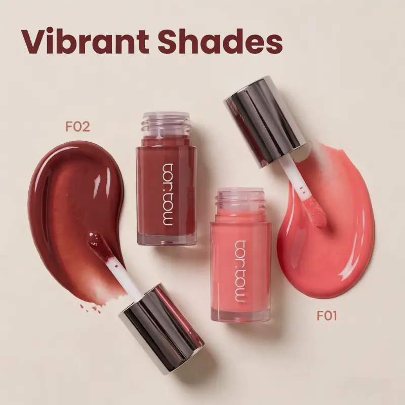 tor.tow gloss lip essence Lip Gloss with Serum, High Shine Moisturizing Lip Luster – Smooth One-Swipe Color, Plumped Look & Glassy Finish for Dry Lips