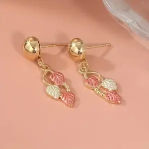 Boho Clover Earrings, Vintage Grape Leaf Design, Women's Fashion Silver Color Jewelry, All-Season Daily Wear, Casual Accessories