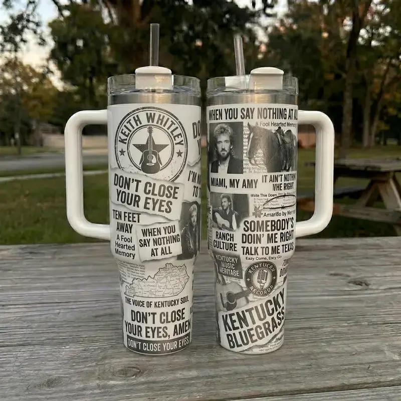 Vintage Keith Whitley 2Sides Tumbler, Country Music Tumbler, Tribute Tumbler, Concer Gift