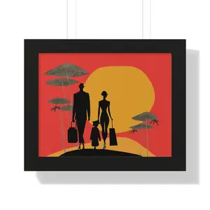 Summer 03! Elegant Family Travel Framed Poster, Wall Art for Home Decor, Gift for Travelers, Retro Travel Print, Family Wall Decoration