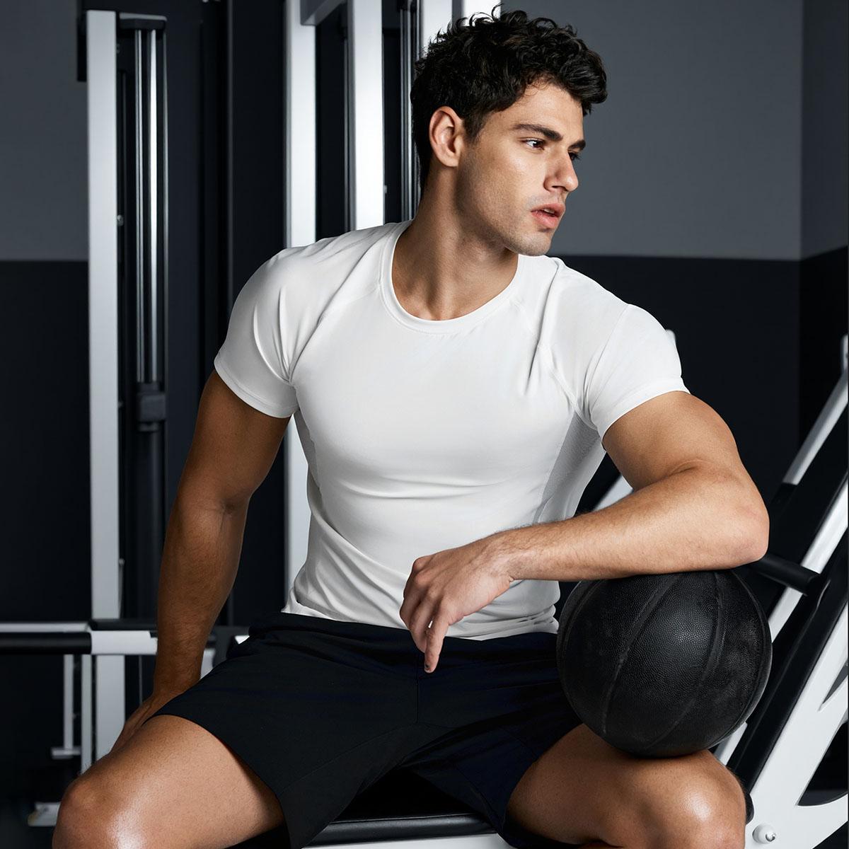 Men’s Short Sleeve Compression Shirt with Breathable Mesh Panels at Underarms and Back – Lightweight Stretch Athletic Performance T-Shirt for Gym, Training, Running and Daily Active Wear