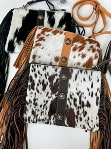BLACK CROSSBODY PURSE - Leather Cowhide crossbody Messenger