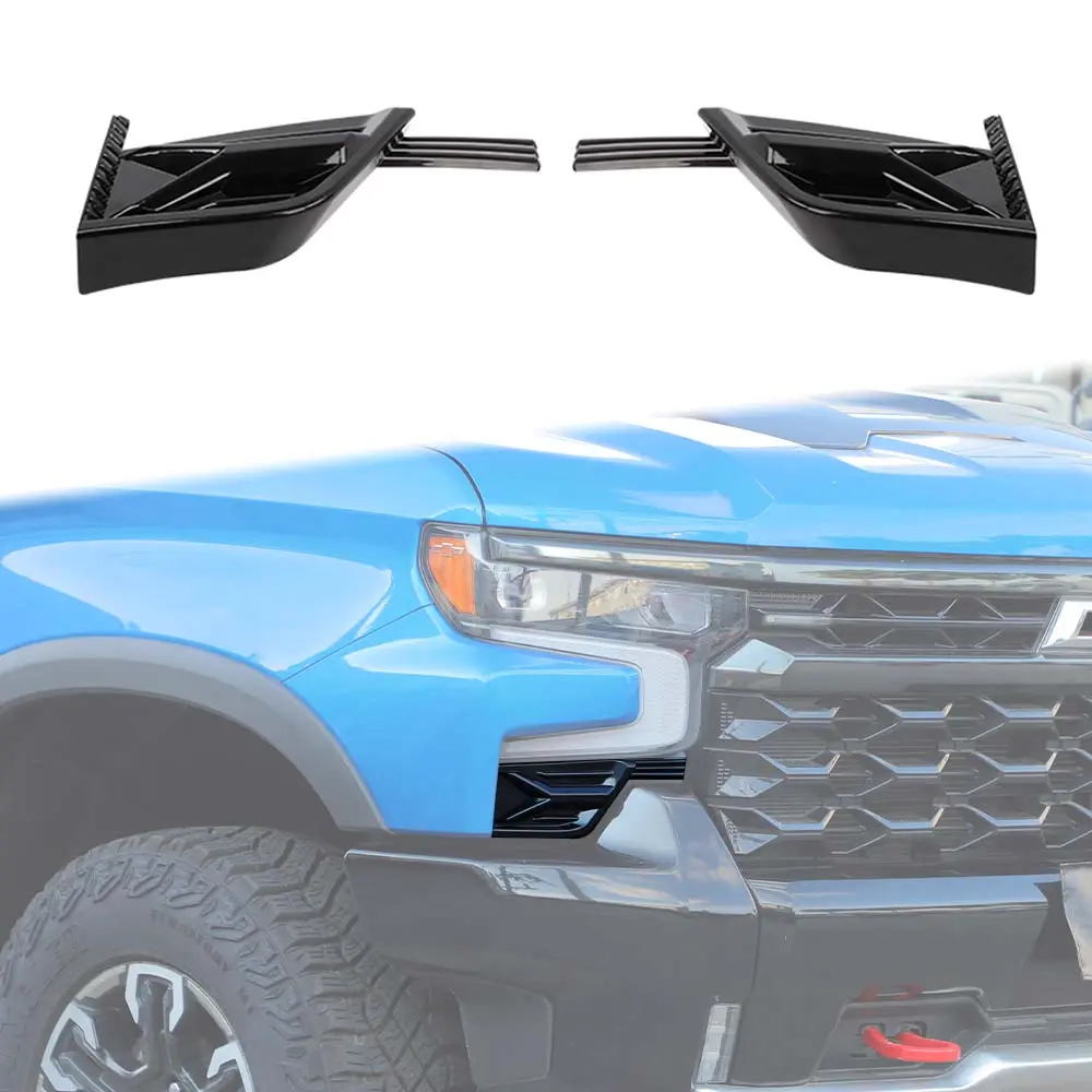 2-Piece High-Quality ABS Front Bumper Corner Side Cover Trim Exterior Sticker, UV Resistant Automotive Exterior Part for 2019+ Chevy Silverado, Car Accessories, Accessories for Car