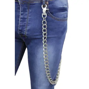 TrendyFashionJewelry Men Silver Color Metal Wallet Chain Thick Links Biker Extra Long Strand Strong Heavy Duty 31" Long Plain