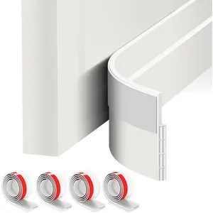 4 Pack Door Draft Stopper for Bottom of Door, Under Door Sweep for Exterior & Interior Doors, Adjustable Weather Stripping Door Bottom Seal Blocker Noise (White, 4 Pack)