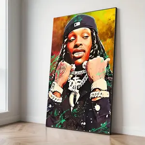 1PC 2D Frameless Canvas Painting, KING VON Music Canvas Poster Wall Art Decoration, Unique Creative Wall Art Decoration, Living Room, Bedroom, Office, Dining Room, Waterproof, Artwork, Perfect Gift and Decoration