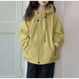 Korean Style Girls' Hooded Jacket 2025 Autumn New Fashionable Loose Windproof Jacket for Little Girls