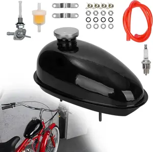 3L 0.79 Gallon Mini Bike Gas Tank Fuel Tank with Cap & Plug & Petcock & Fuel Line & Fuel for 2 stroke 49cc 60cc 66cc 80cc Engines Motorized Bicycle Motor Bikes