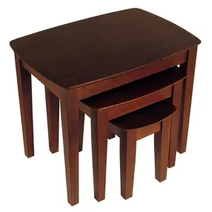 HomeStock Nesting Table Set  3 Piece Solid Wood Tables  Living Room Coffee Tables, compact storage furniture for apartments