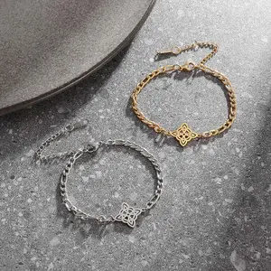 Stainless Steel Bracelet Witch Knot Bracelet Figaro Chain Bracelet Women's Daily Wear Gift