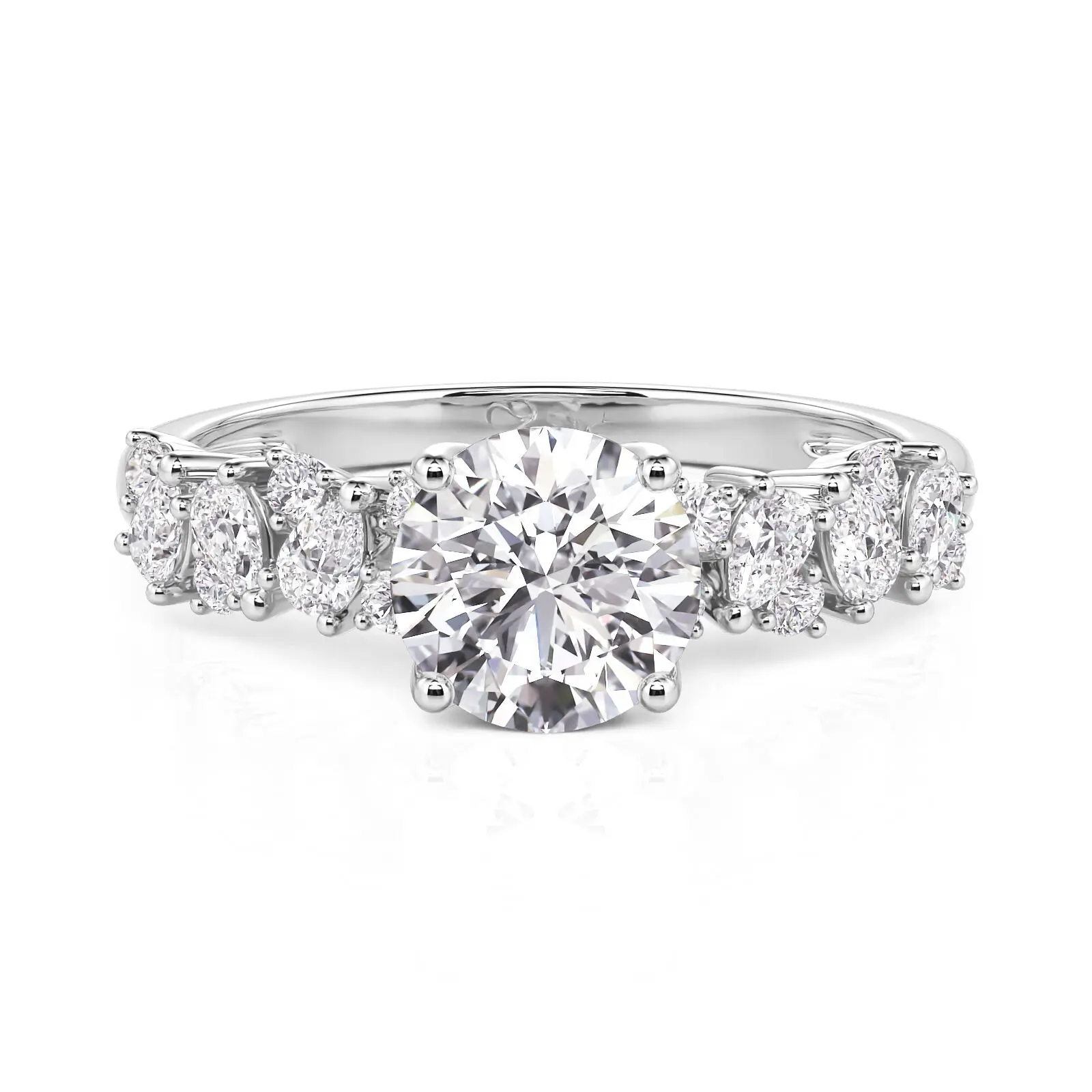 Jeulia Olivetta Classic Round Engagement Ring - Sterling Silver, Dainty Modern Silver Ring, Dainty Silver Rings, Modern Silver Rings