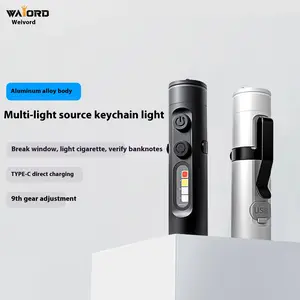Mini keychain magnetic flashlight with explosive flash, small portable high-intensity rechargeable outdoor car maintenance work searchlight