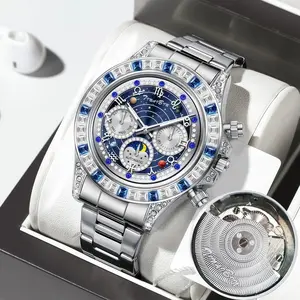 Automatic Skeleton Men's Watch Stainless Steel Mechanical Flywheel Luxury Luminous Waterproof Dress Watch