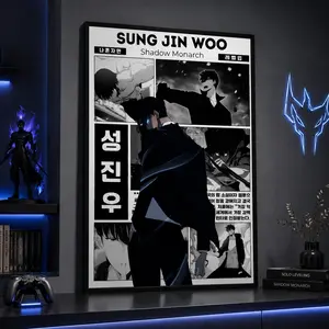 Solo Leveling Sung Jin Woo Anime Poster, Manga Wall Artwork Prints, Home Decor GiftCanvas Poster Wall Decor, Room Decorations, Funky Home Decor,anime wall art,bedroom canvas poster