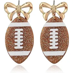 Veliora Gift B Baseball Earrings for Women Acrylic Bow Dangle Earrings Baseball Mom Accessories Essentials Game Day Outfits Sports Fan Jewelry Gifts