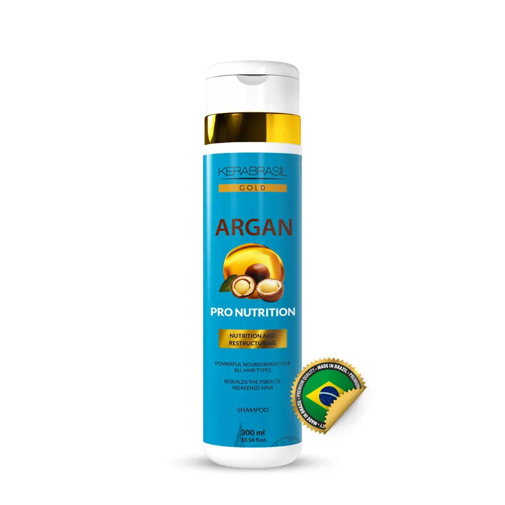 Kerabrasil Gold Argan Oil Nourishing Shampoo 300ml - Enriched with Keratin Vitamins & Essential Fatty Acids - Gently Cleans Revitalizes Hair Softness Shine