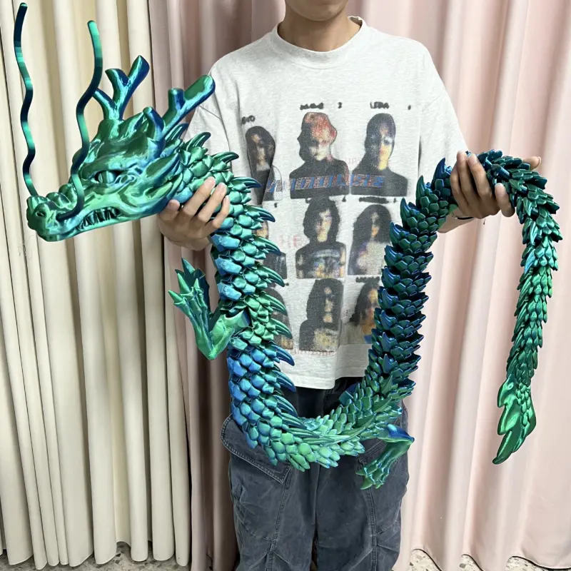 3D Printed 23.63-inch Large Dragon Creative Model Multicolor Gradient Cool Chinese Dragon Halloween Christmas Gift Ancient Mysterious Creature Dragon Novelty Ornament, Best for Christmas