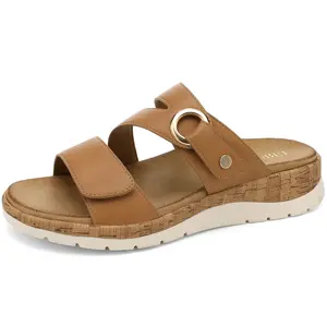 UBFEN Womens Low Wedge Sandals Comfortable Walking Slide with Arch Support