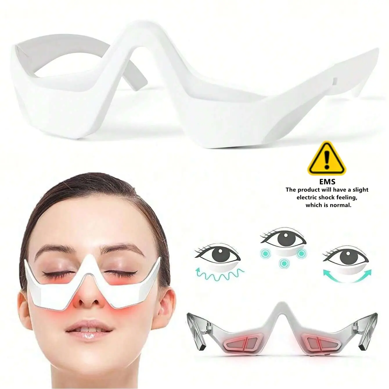 Under Eye Red Light Therapy Device, Red Light Therapy Glasses for Eyes, Daily Eye Care Tool for Women & Men, Professional Eye Massage Instrument for Reducing Dark Circles and Puffiness, Smoothing Fine Lines Wrinkles and Rhytides Home & Office