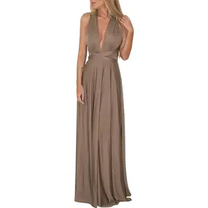 Women's Vintage Slim Transformer Halter Wrap Dress - Convertible Multi-Way Spaghetti Strap Hi-Low Long Formal Gown for Bride, Baby Shower, Wedding Cocktail 2026