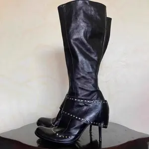 Studded Round-toe Fashion Over-the-knee Boots With A Thin Heel