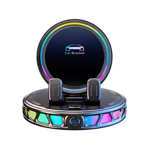360° Rotating Magnetic Wireless Charging Car Phone Mount with RGB Ambient Light – Ultra-Stable Vacuum Suction & Auto-Lock Holder for Dashboard & Windshield, Fits iPhone & Android