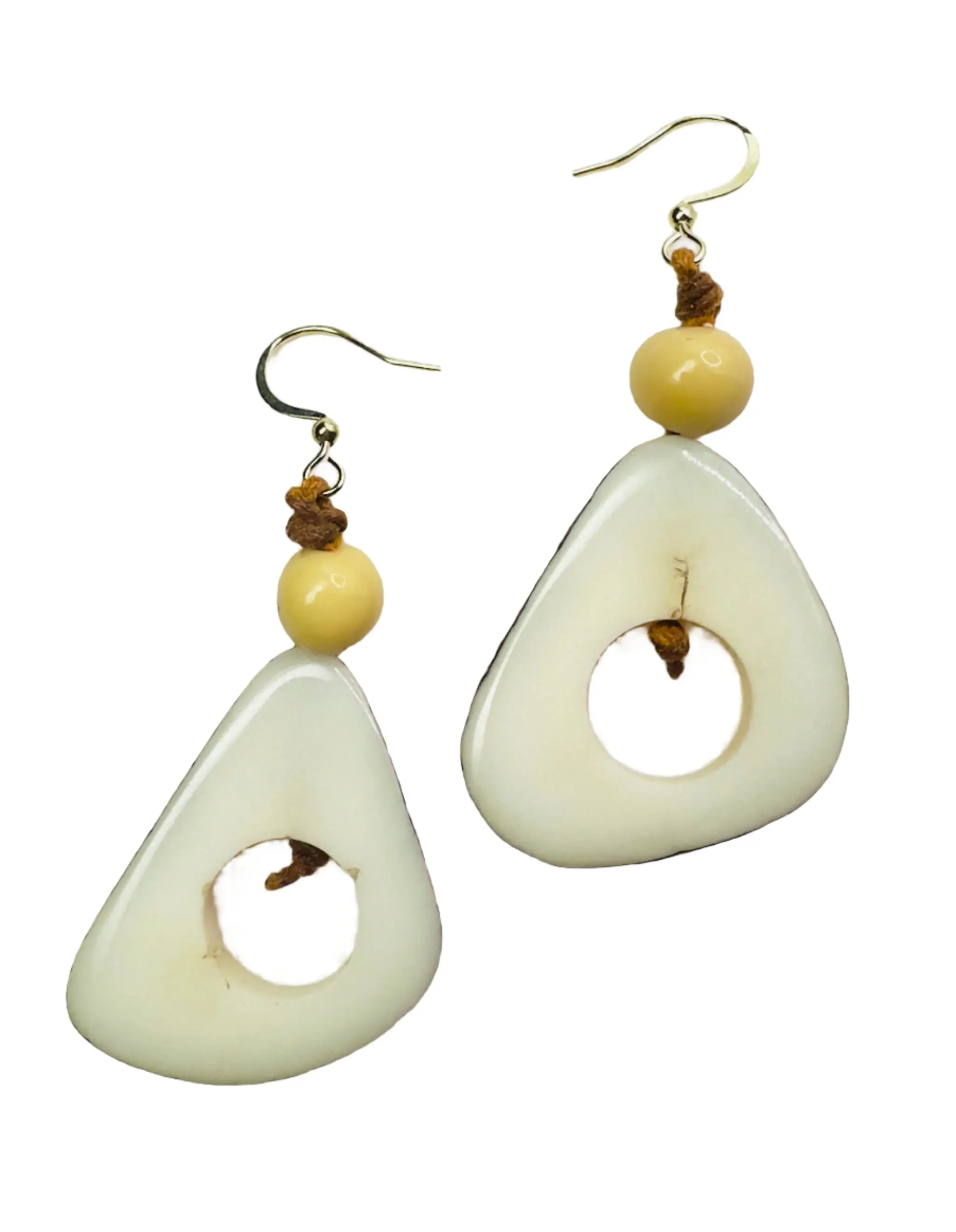Villela Tagua Nut Earring | White Earring for Women | Eco-Friendly Handmade Jewelry | Sustainable Dangle Earring | Natural Vegetable Ivory Gift