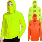 Men's Plain Loose-Fit Long Sleeve Active Athletic Hoodie Tops - Built-in Mask, UPF 50+ Sun Protection, Quick-Dry Cooling Breathable Polyester, All Seasons Men's Hoodies (5 Pack Orange) for Fishing, Hiking,sohochic