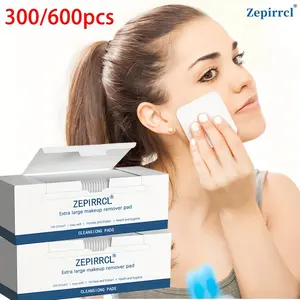 300/600pcs disposable square makeup pad cleansing puff makeup remover pad, three-layer thickened, suitable for removing daily heavy makeup, light makeup, and local makeup on eyes and lips, meeting daily care and cleaning needs, 6*7cm, 100pcs/box
