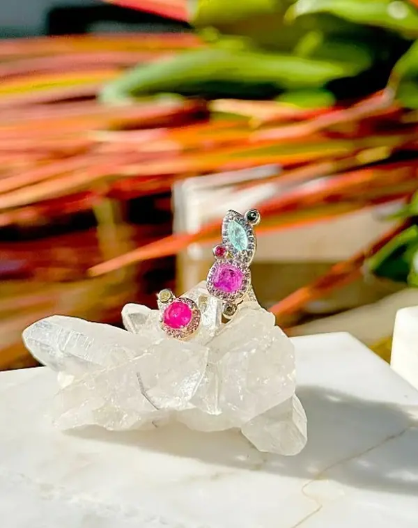 Adjustable Fusion Amethyst Geometric Ring