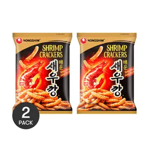 NONGSHIM Korean Crispy Shrimp Chips - Classic Spicy Flavor (75g x 2 Packs) | Jennie's Favorite Snack | Must-Try Treasure Snack