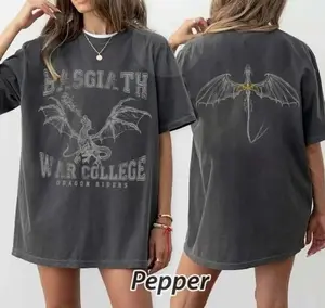 Women's Fourth Wing Double-Sided Print T-Shirt - Basgiath War College, Dragon Rider, The Empyrean Series Design, Comfortable Fabric Casual Wear Clothes (Comfort Colors 0AN 558)