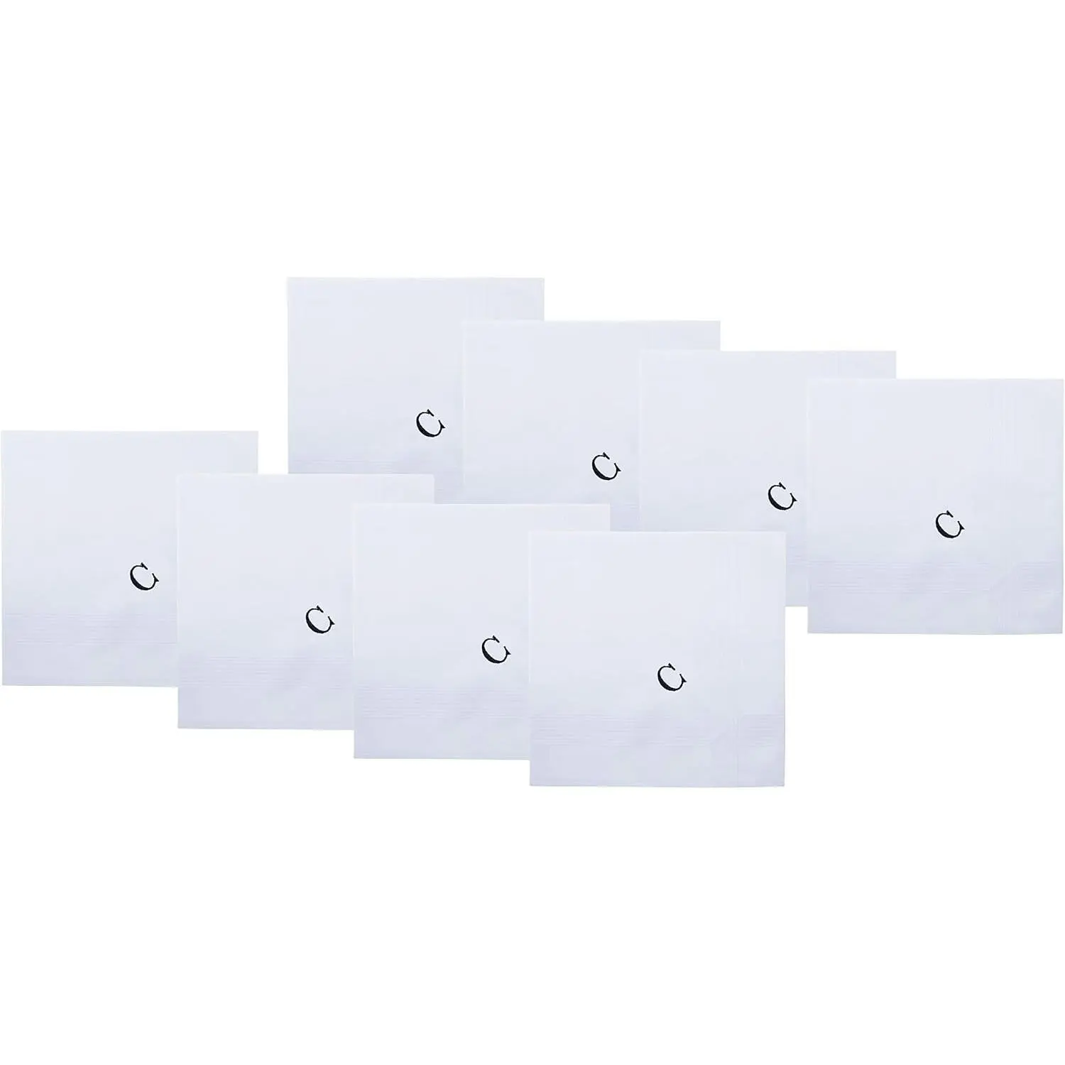 8 Pc Pure Cotton Initial Monogrammed Men's Handkerchiefs Hanky Gift Set(Gift)