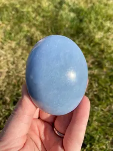New Moon Beginnings Angelite Palm Stone Polished Stone Oval