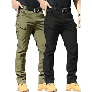 2-Pack Waterproof Tear-Resistant Men's Tactical Pants, Lightweight Outdoor Hiking Cargo Pants, with Multiple Pockets, Small Size, Beige Menswear Sport Casual Textured Trousers High Waisted Trousers Athletic Activewear Esports Plain Khaki & Army Green