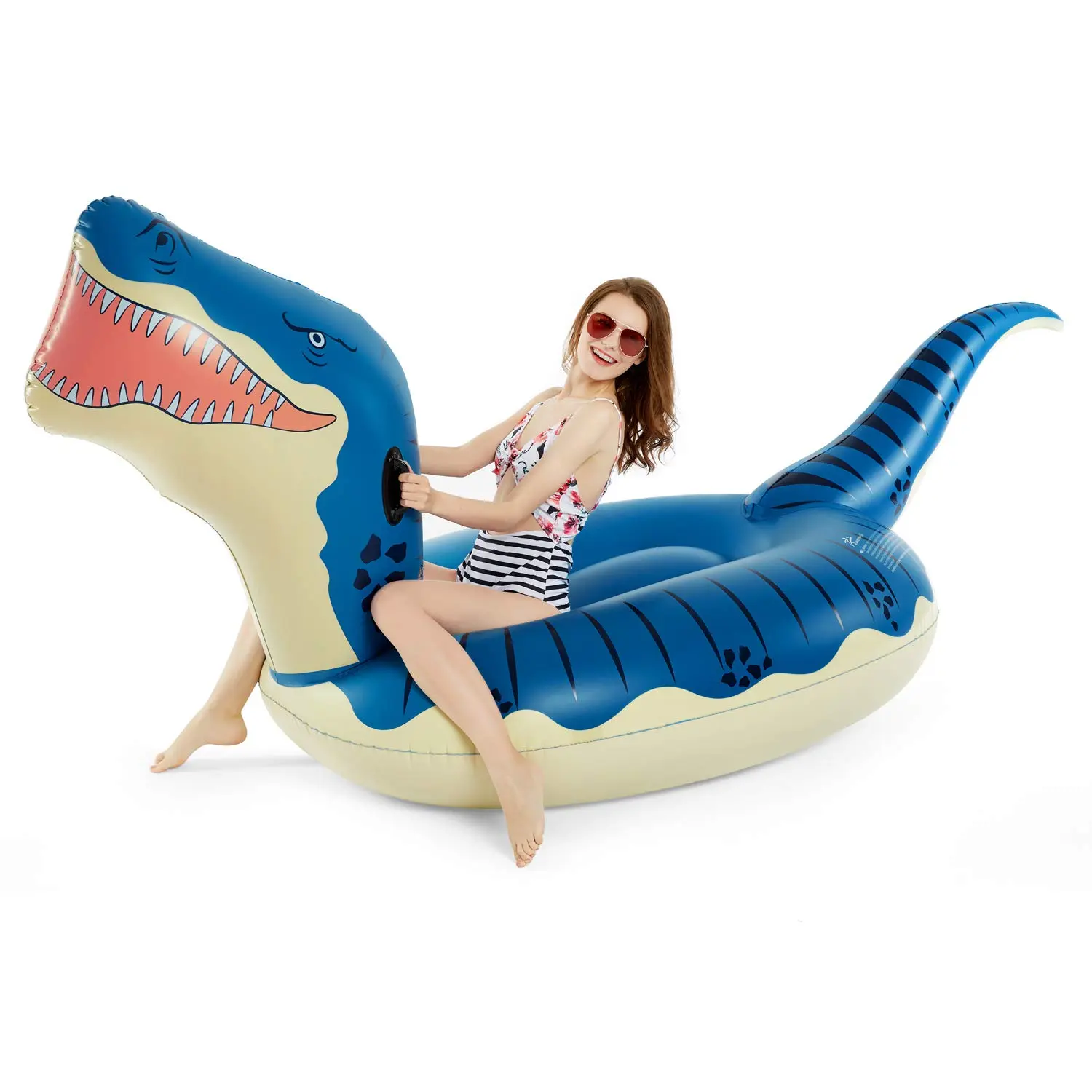 Inflatable Dinosaur Swimming Pool Float For Adults 124'' Giant Tyrannosaurus Rex Floatie Summer Beach Ride On Party Raft Lounge Toys