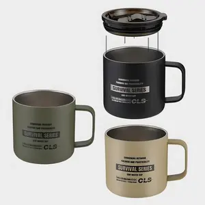 CLS Outdoor Tactical Cup, 304 Stainless Steel Double-Wall Insulated Cup, Portable Picnic Coffee Cup & Tea Cup with Lid, Camping Cup