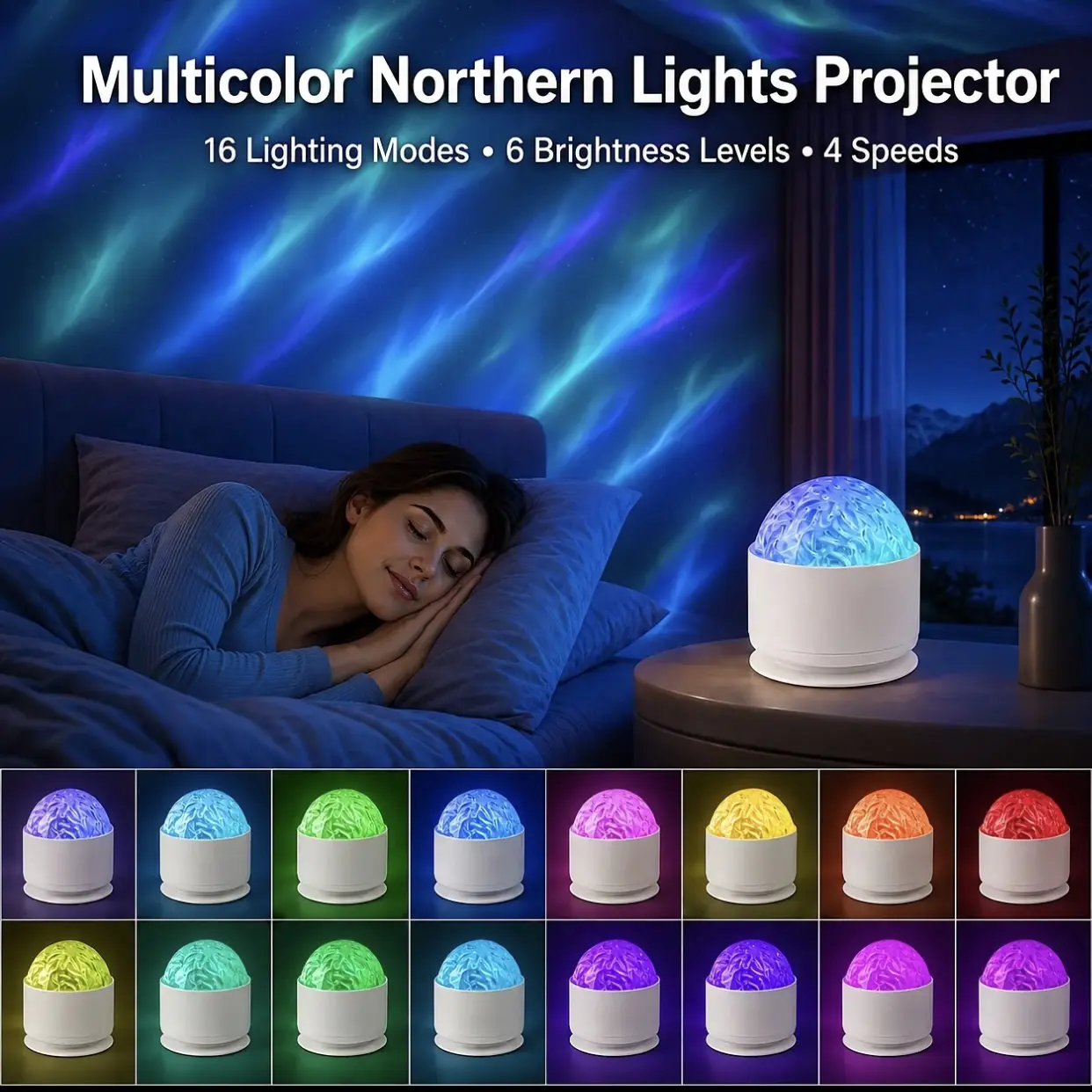 Water Wave Aurora Light Projector, Multicolor Northern Lights Projection Lamp, Romantic LED Night Light for Bedroom Ceiling, Aesthetic Room Decor, Perfect for Date Night, Party & Holiday Decoration Gifts
