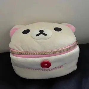 Kawaii Rilakkuma Bear Elliptical Stereoscopic Pencil Bag Portable Stationery Storage Bag Easy Bear Storage Bag Makeup Bag Gifts