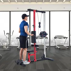 Wall Mounted LAT Pull Down Machine, 400LBS Capacity Home Gym Equipment with Dual Pulley System, 20 Adjustable Heights, Heavy-Duty Steel, Adjustable Seat & Knee Support, Compact Strength Training Station