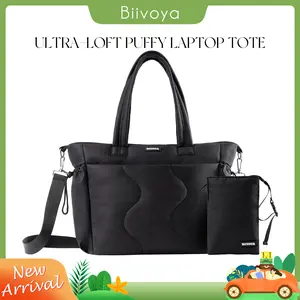 BIIVOYA Puffer Tote Bag for Women, Crossbody 15.6" Laptop Work Bag, Summervibes Quilted Travel Gym Purse with Luggage Sleeve & Wet Pocket | Featherlight 1.3lbs, Perfect Mother's Day Gift