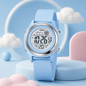 SKMEI Women's Digital Sport Watch, Small 34mm Round Face with Lightweight Silicone Band, Water Resistant Chronograph with Dual Time and Alarm, Watches For Women