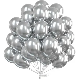 Metallic Silver Balloons, 50 Count 12 Inch Silver Metallic Balloons, Silver Balloons for Balloon Garland or Arch as Wedding Decorations, Birthday Decorations, Party Decorations