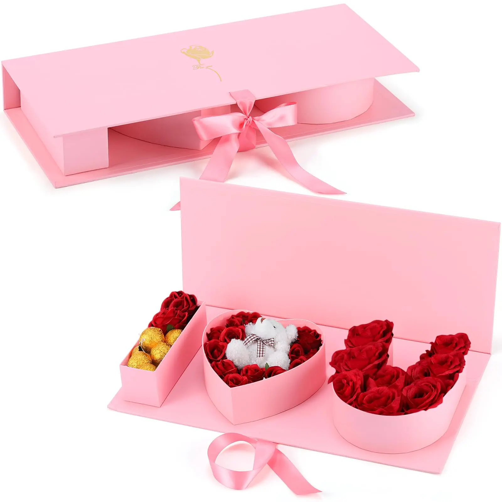 2Pcs Mother's Day MOM Flower Box Cardboard Mom Letter Shaped Gift Box Ribbon Box with 2 Gift Bags 2 Greeting Cards for DIY Mother's Day Gifts Mom's Birthday Gift Grandma Stepmother