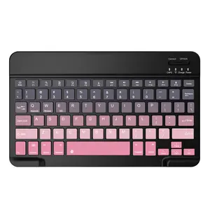 Ultra-Slim Rechargeable Wireless Keyboard |   Compact Wireless Keyboard, 150mAh Battery, Compatible with Samsung Galaxy Tab, Android, Windows, Smartphones, IOS, IPad, Black Pink Gradient