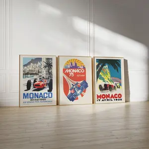 Customize Monaco Racing Car Formula Grand Prix Gift Poster  - Unframe Retro Art for Racing Sport Fans Home Wall Decor